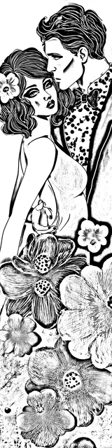 Free colorable bookmarks of a couple dancing with flowers